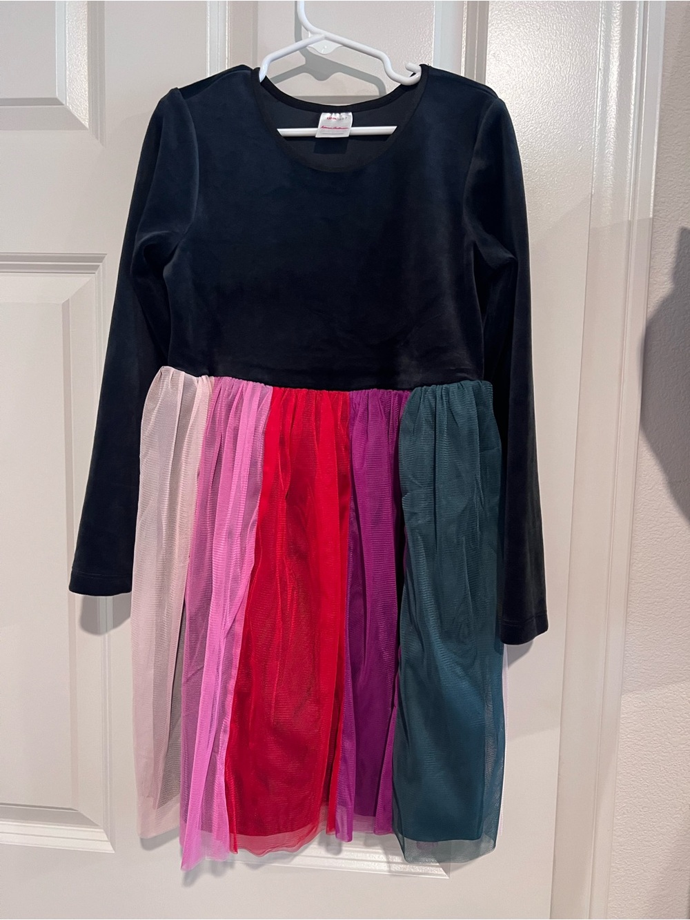 Hanna Andersson Black Velvet Top with Multi-Color Tulle Skirt